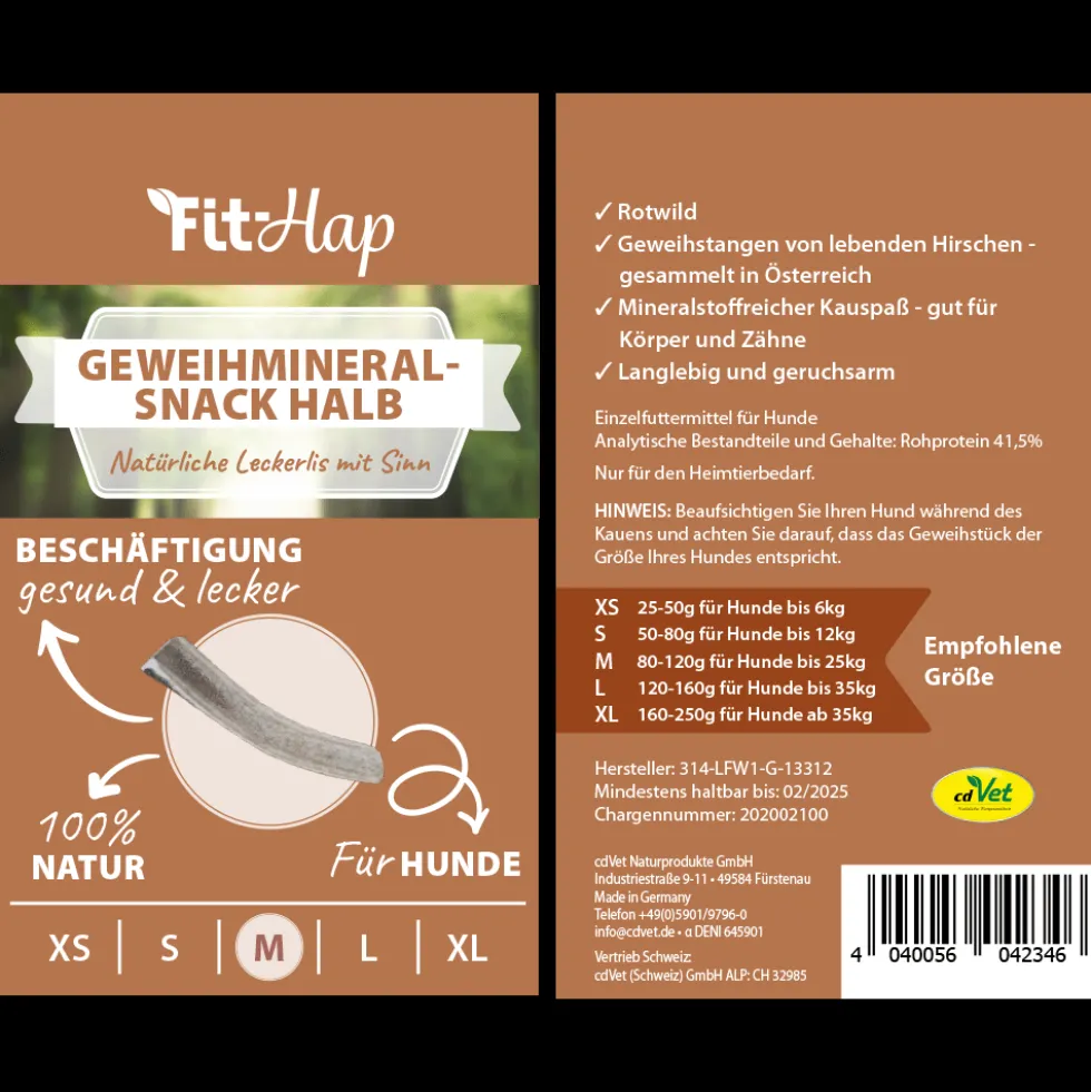 Fit-Hap Geweihmineral-Snack halb M (80-120 g)